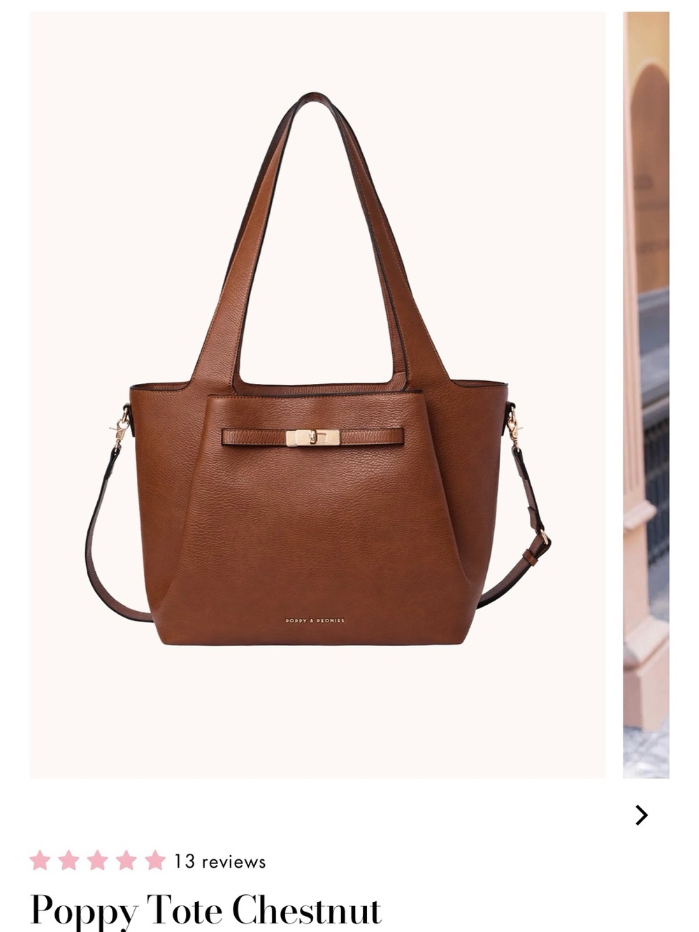 10th year anniversary bag - Poppy Tote Chestnut Leather Shoulder Bag 🤎